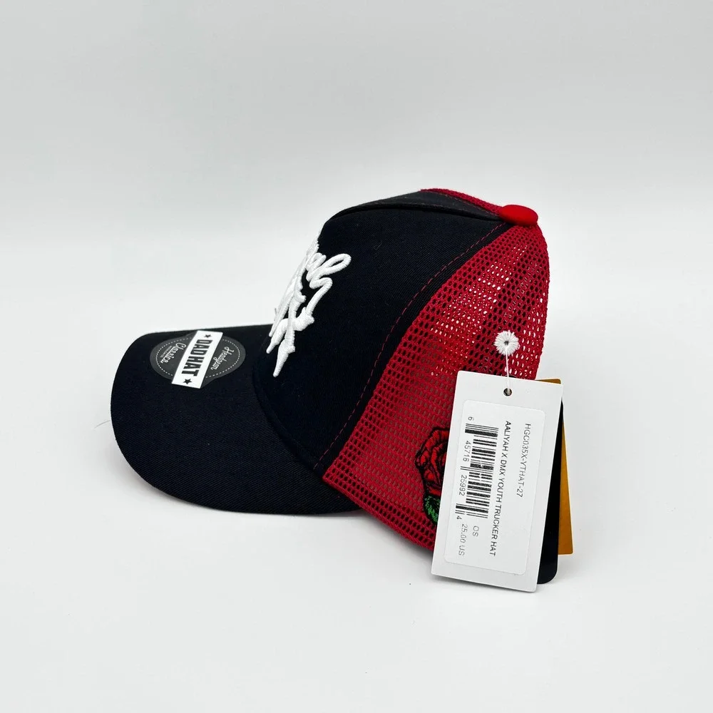 Aaliyah x DMX Youth Trucker Hat Black Red Embroidered Snapback Cap New